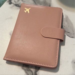 Pink Faux Leather Passport Holder Combo